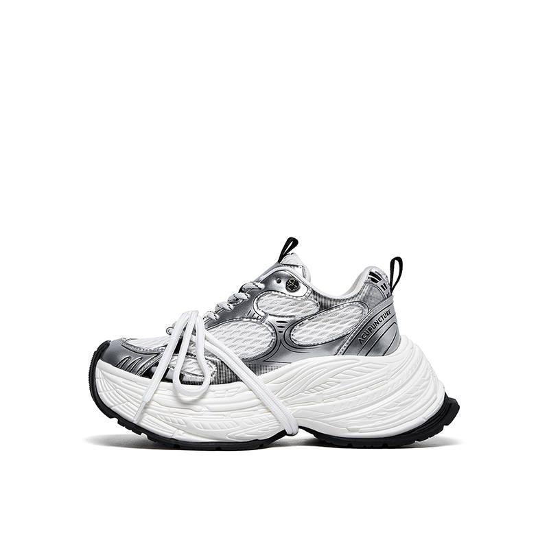 Acupuncture Height Increasing Abrasion Resistant Breathable Low top Chunky Sneakers Women's