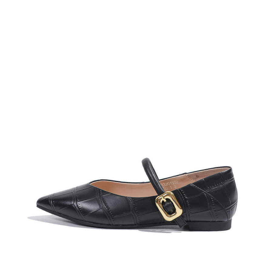 Mulinsen Commute Shoes Cow Leather Casual Shoes Approx. 1.5cm Women's Black