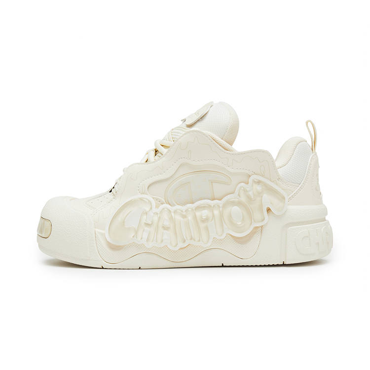 Champion Puffy Jelly Shoes Low top Skateboard Shoes Unisex Milk White/Linen