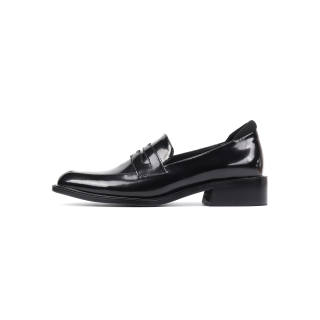 Asthershop Top Grain Cow Leather Loafers Women's Black