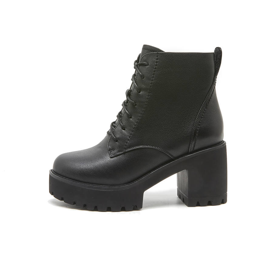 PIERCE GENTRY Top Grain Cow Leather Combat Boots Women's