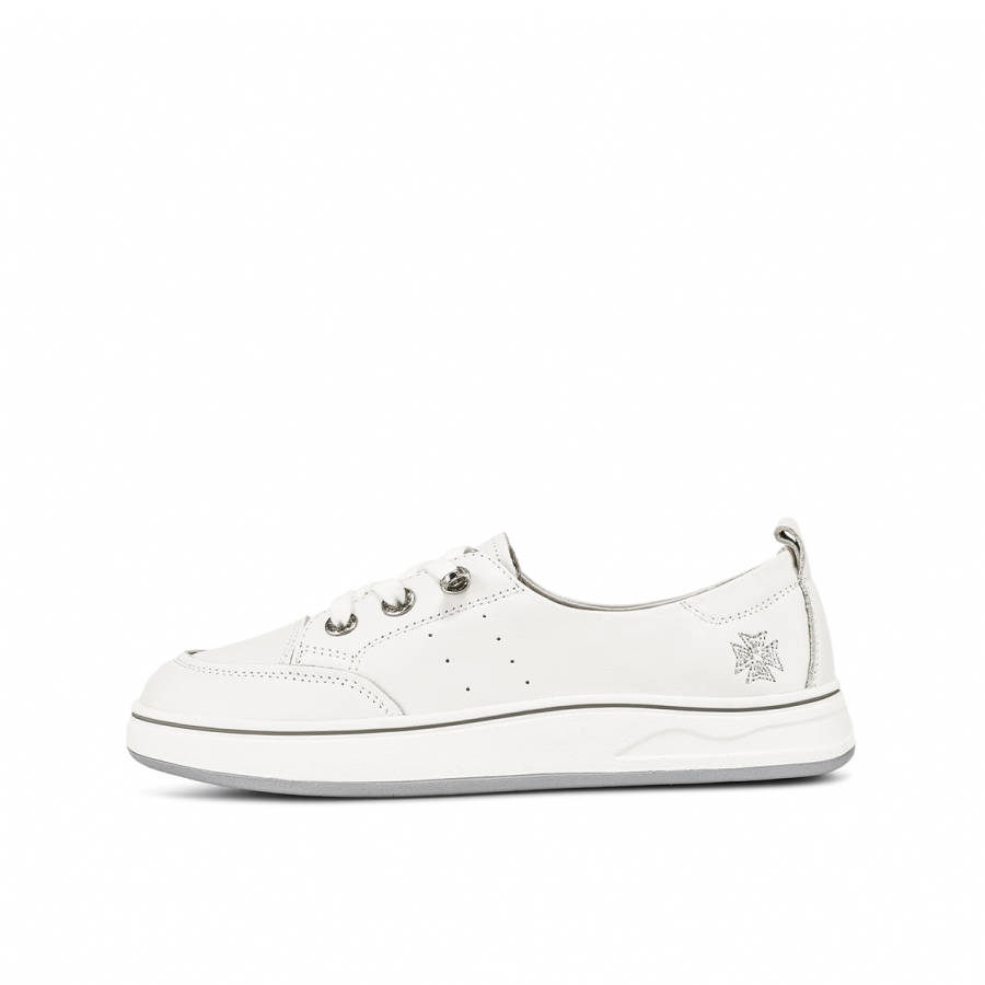 BOERDIQI Top Grain Cow Leather Breathable Lightweight Height Increasing Low top Casual Shoes Women's White Gray