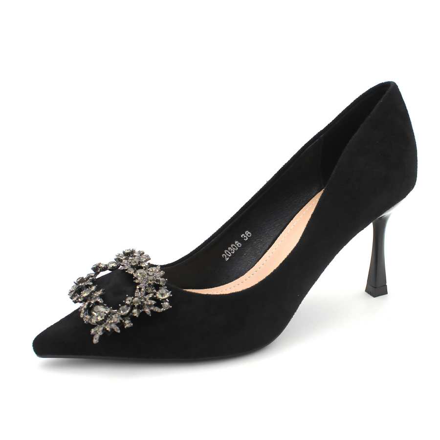 Ainer-cat Ainer cat Suede Slim Heel High Heels 8cm Women's Black