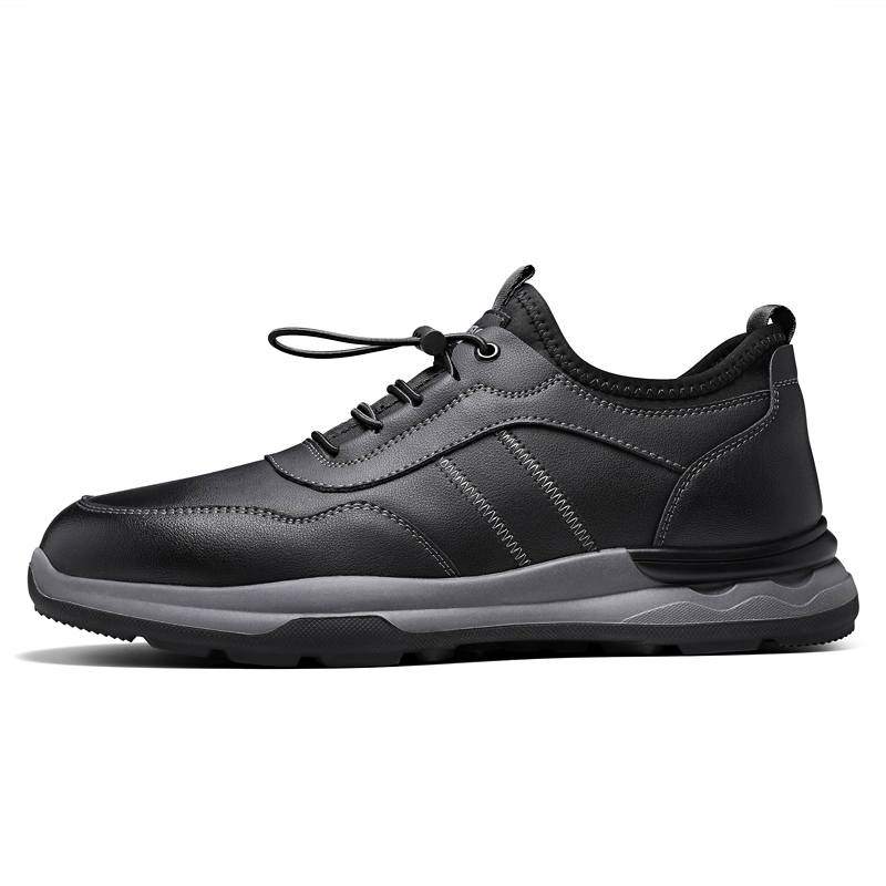CARTELO Cushioning Height Increasing Abrasion Resistant Slip Resistant Low top Casual Shoes Men's Black