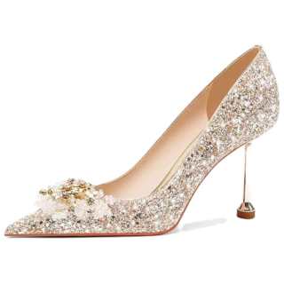 Crelinkxlat Slim Heel High Heels Women's Gold