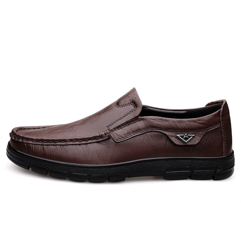 YINGLUNQISHI Top Grain Cow Leather Casual Shoes Men's Brown