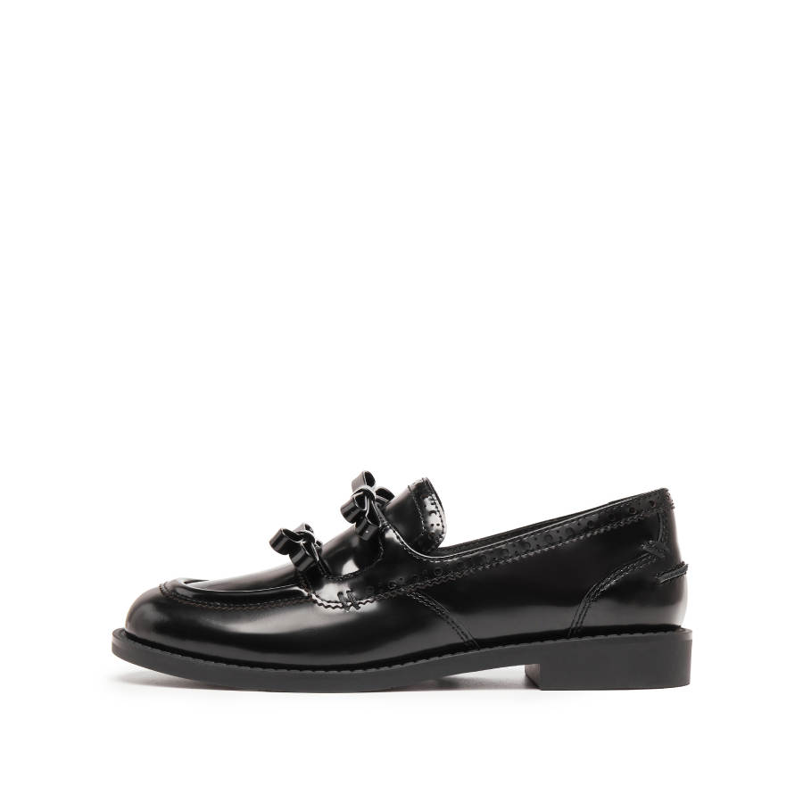 Staccato Butterfly Pitch Cow Leather Loafers Women's Truffle Black