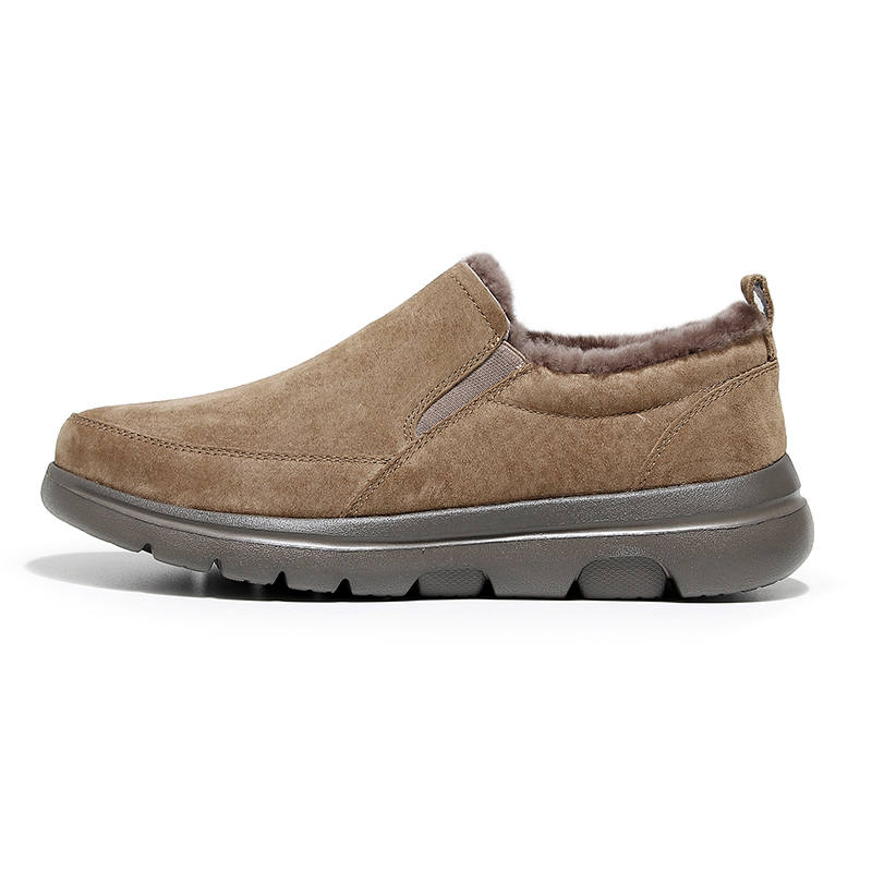 GUOLUOFEI Cow Leather Thickened And Fleece Lined Wool Shearling Thermal Low top Casual Shoes Men's