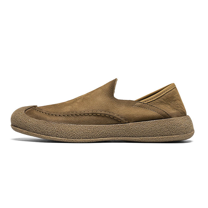 Mulinsen Top Grain Cow Leather Casual Shoes Men's Khaki