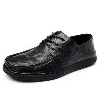 JANECO Top Grain Cow Leather Casual Shoes Men's Black