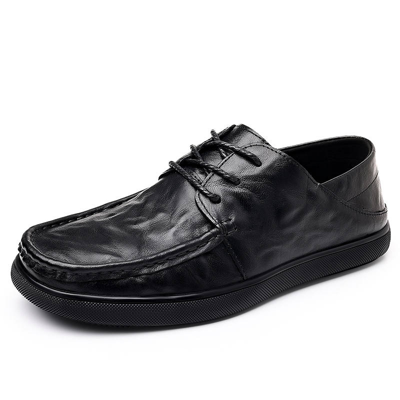 JANECO Top Grain Cow Leather Casual Shoes Men's Black