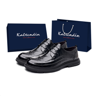 Kaltendin Top Grain Cow Leather, Comfortable Round Toe Lace Up Everyday Commute Minimalist Style Casual Shoes Men's