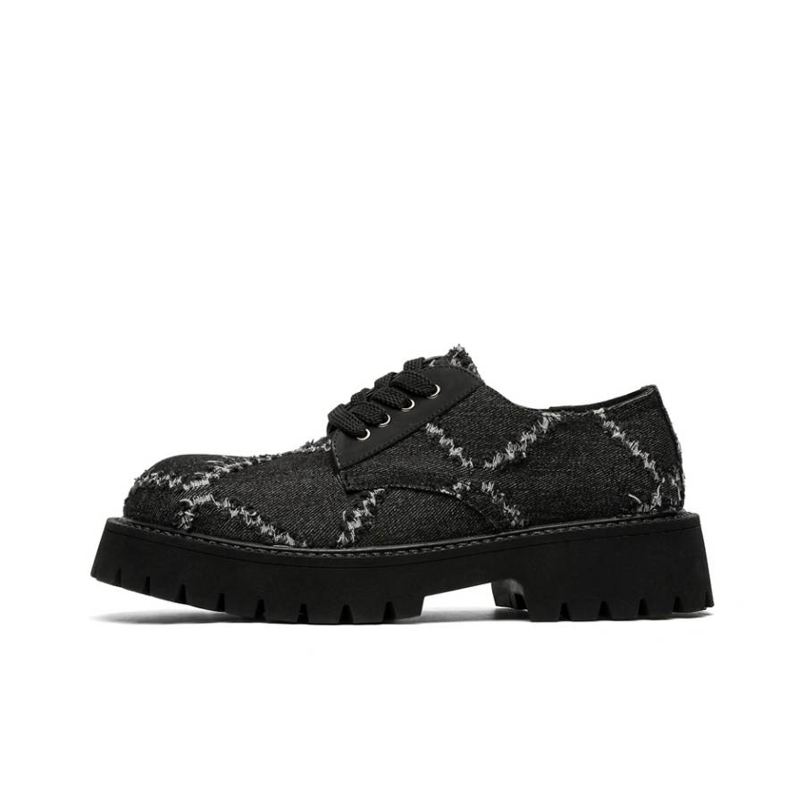 KACHILANG Synthetic Leather Low top Casual Shoes Unisex Black