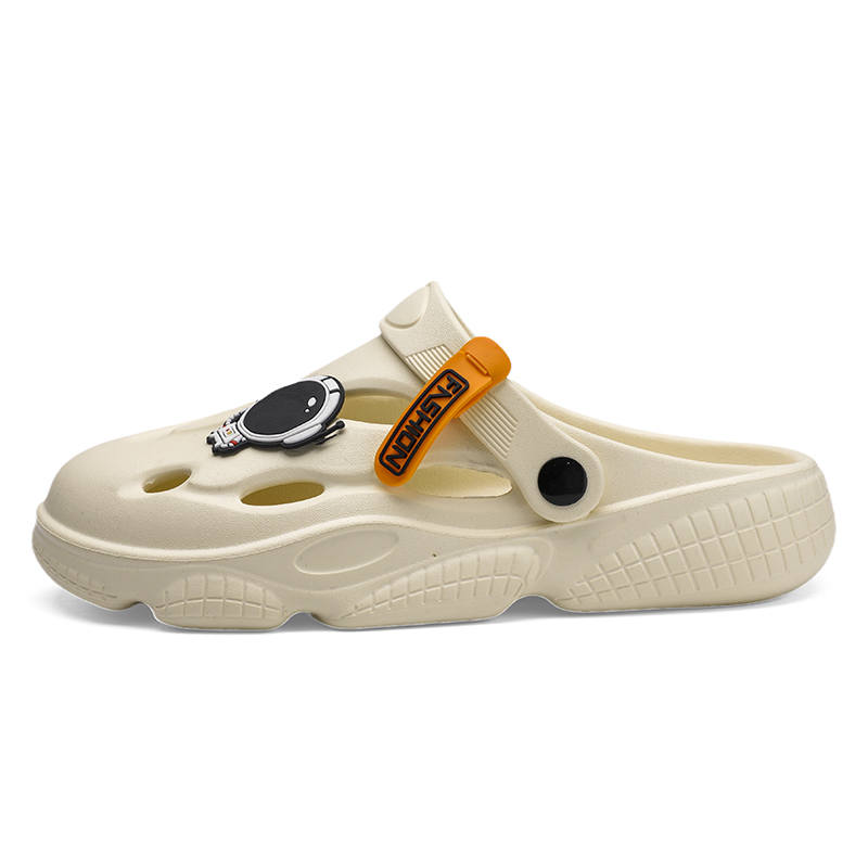 YINGLUNQISHI Rubber Sole Abrasion Resistant Abrasion Resistant Closed Toe Slippers Men's Beige