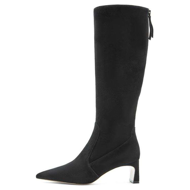 NINE WEST Sheep Suede Knee high Boots 5.5cm Women's Black