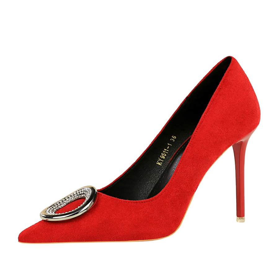 QITUMAUL Suede Slim Heel High Heels 10cm Women's
