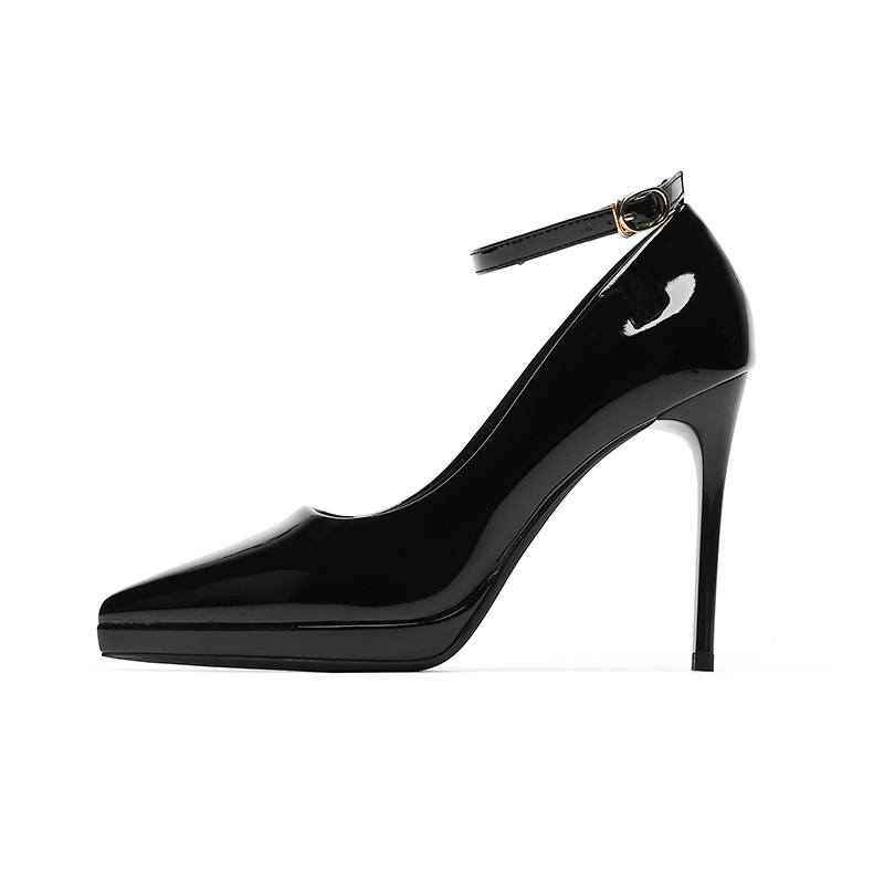 JIUXINGDAO Patent Leather Slim Heel High Heels Women's