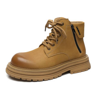 AOSAILUN Cow Split Leather Short Combat Boots Men's
