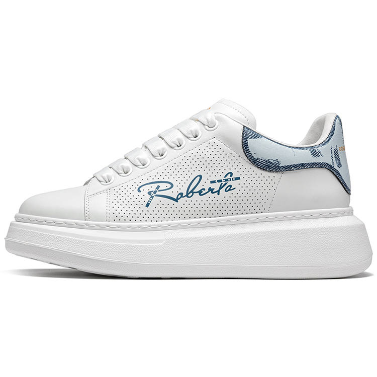 ROBERTA DI CAMERINO Cow Leather Non slip Lightweight Low top Skateboard Shoes Men's White