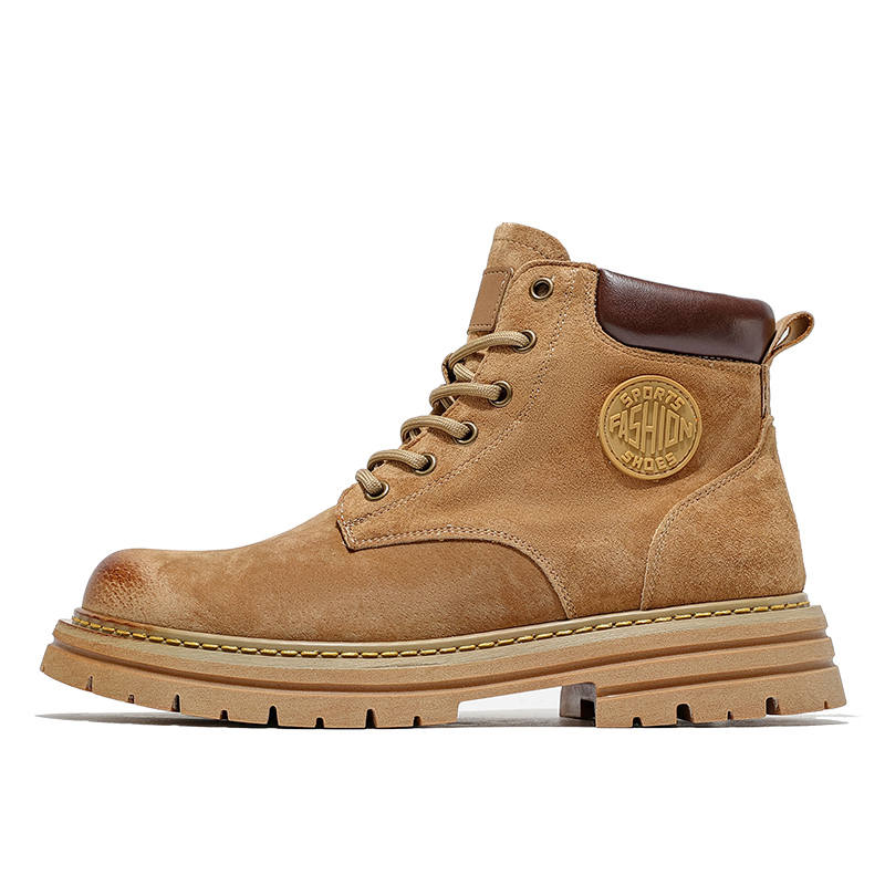 MOERBAI MOERBAI Split Pig Leather Short Mid Calf Combat Boots Men's Brown