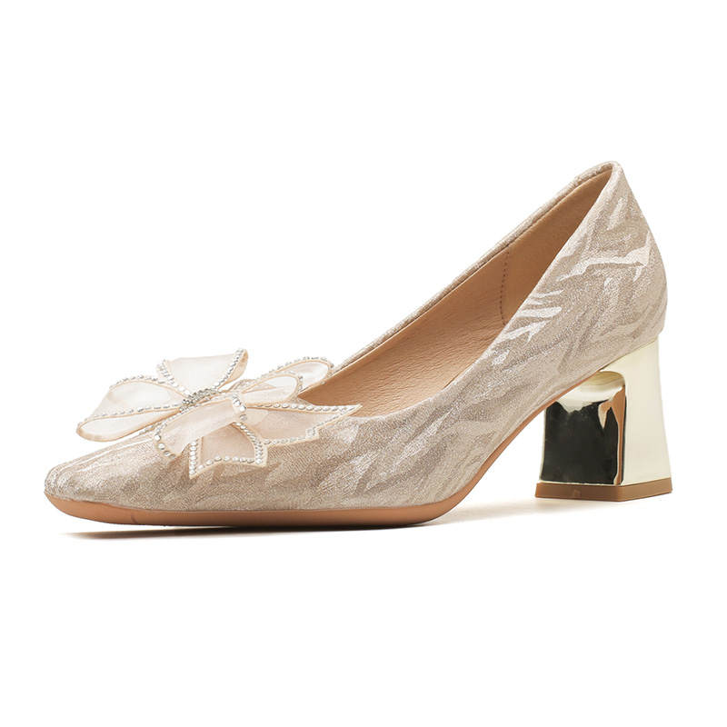 DUNNU Leather Chunky Heel High Heels 5CM Women's