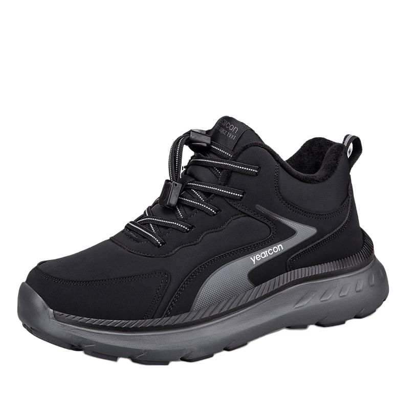 YEARCON Winter Fleece Lined Middle Aged Sports Walking Shoes Lightweight Slip Resistant Soft Sole Elderly Shoes Mid top