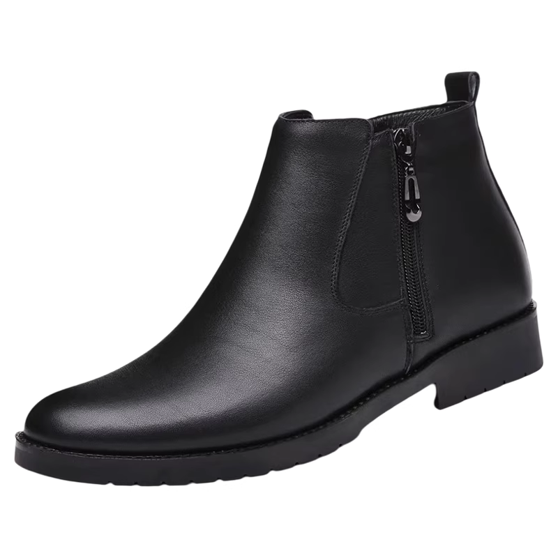 MINGYITU Cow Leather Ankle Boots Men's Black
