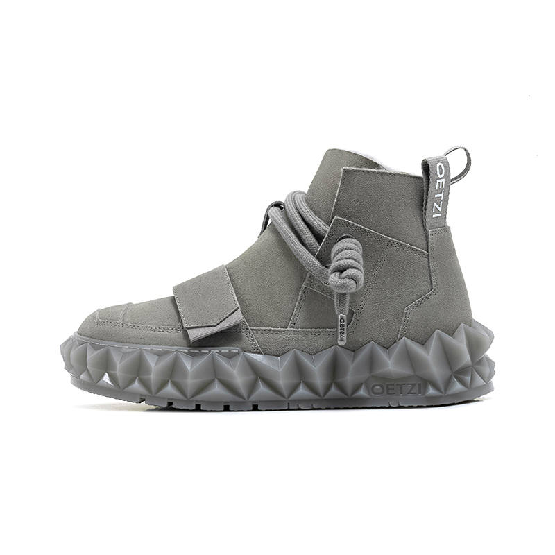 OETZI Cow Suede Thermal Short Snow Boots Unisex Gray