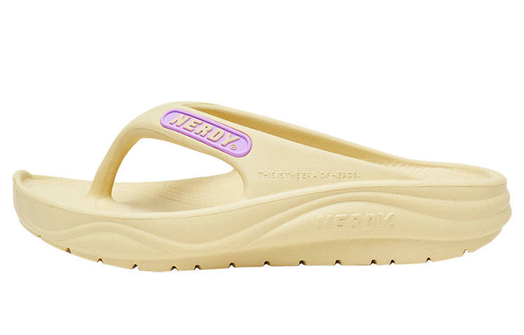 Nerdy Fashion Trend Slip Resistant Flip Flops Unisex Light Yellow