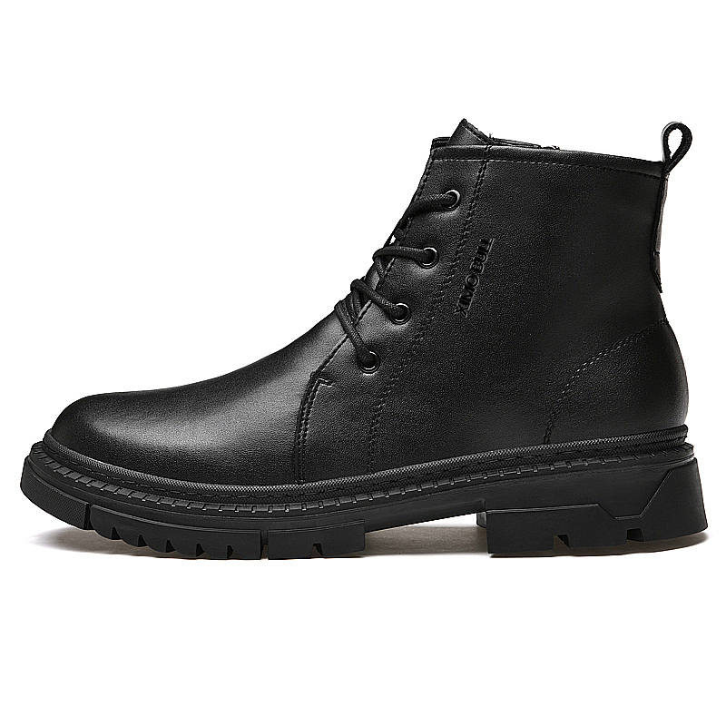 XIMO BULL Top Grain Cow Leather Short Combat Boots Men's Black