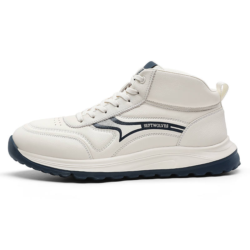SEPTWOLVES Top Grain Cow Leather Casual Shoes Men's White Blue HD