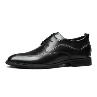 QIAONAI Cow Split Leather Dress Shoes Men's Black