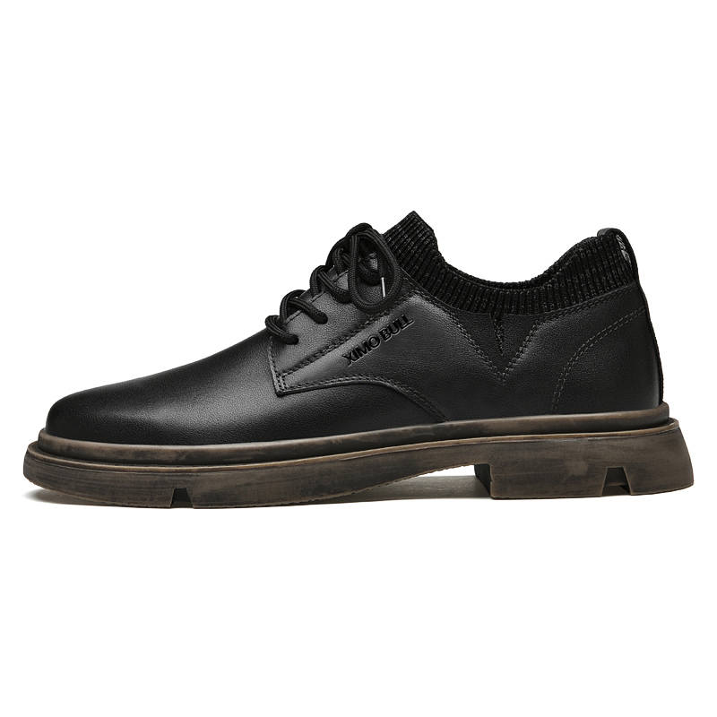 XIMO BULL Casual Leather Shoes Men's Low Top Black