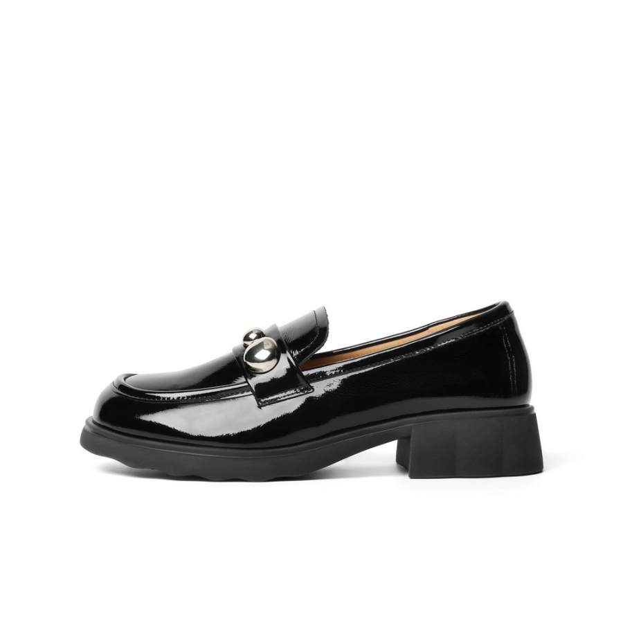 BELLE Cow Leather Loafers Women's Black