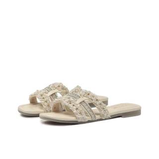 SHUMO Slip Resistant Abrasion Resistant Slip Resistant Abrasion Resistant Slide Slippers Women's Ecru