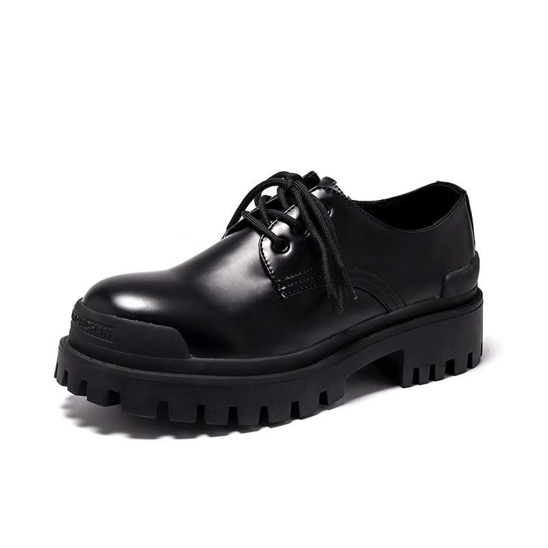 V05 Derby Shoes Men's Black Platform Casual Shoes Height Increasing Lace Up Breathable Men's Shoes