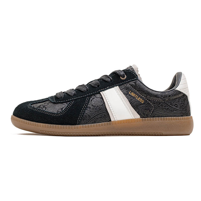 MADEN German Army Trainers Collection Silk Shoes Lightweight Anti Slip Low top Skateboard Shoes Men's Black Fall Winter