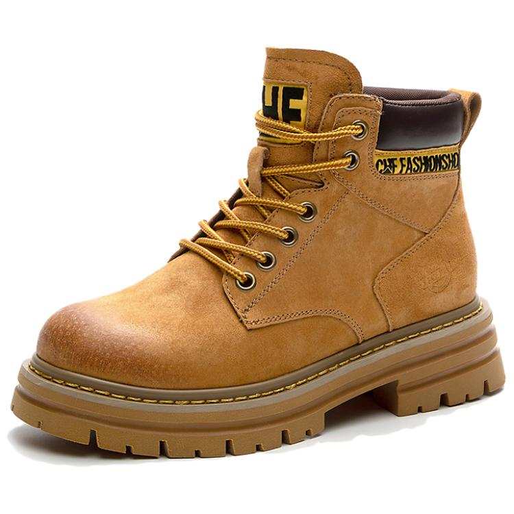 ACEMICKY Top Grain Pig Leather Combat Boots Women's Yellow