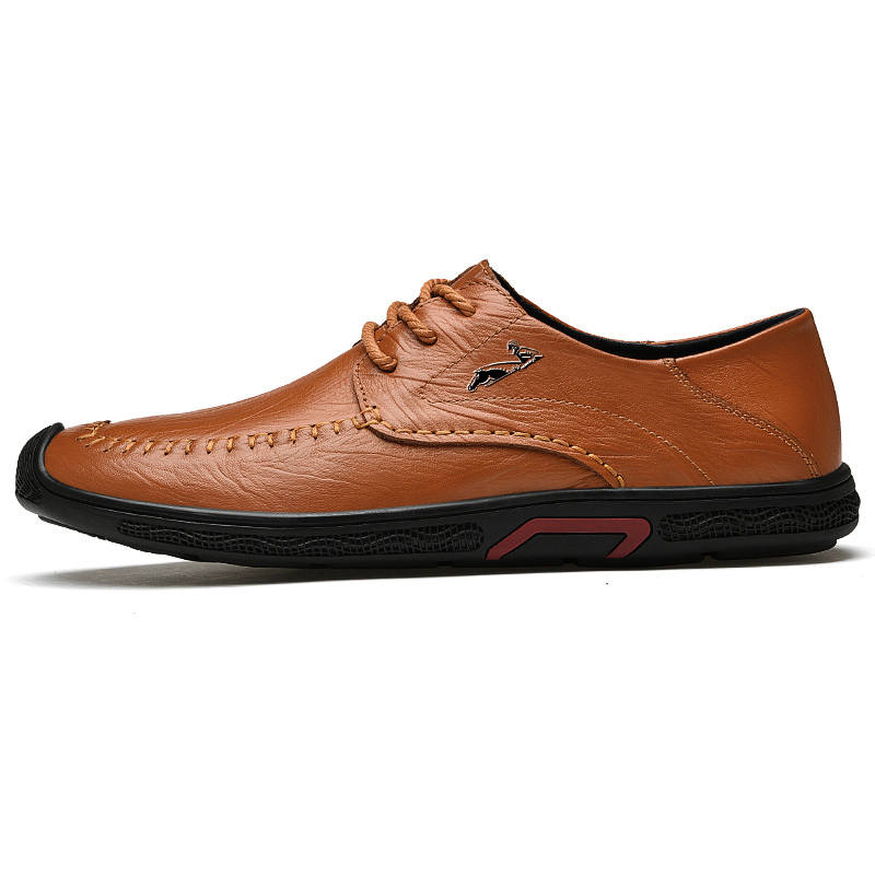 YINGLUNQISHI Top Grain Cow Leather Casual Shoes Men's Brown