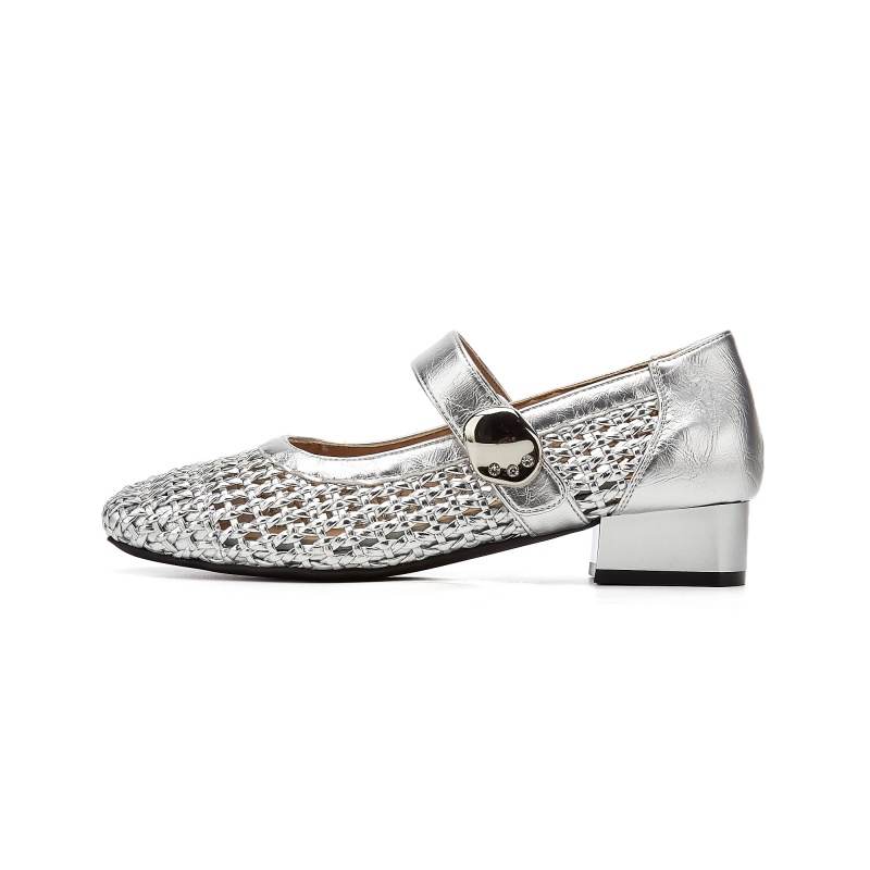 DAPHNE DAPHNE Mary Jane Shoes Women's Ecru, Silver