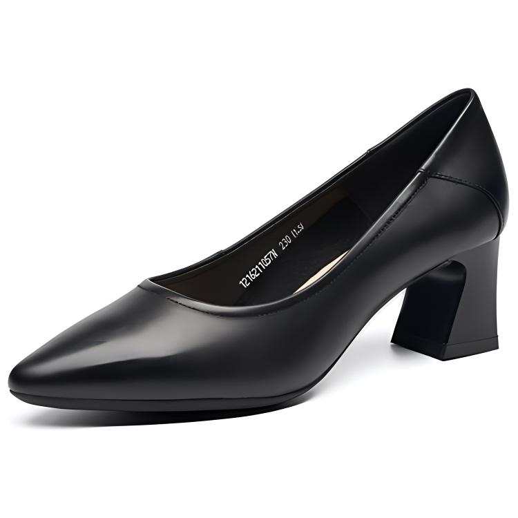 AOKANG Cow Leather Chunky Heel High Heels Women's