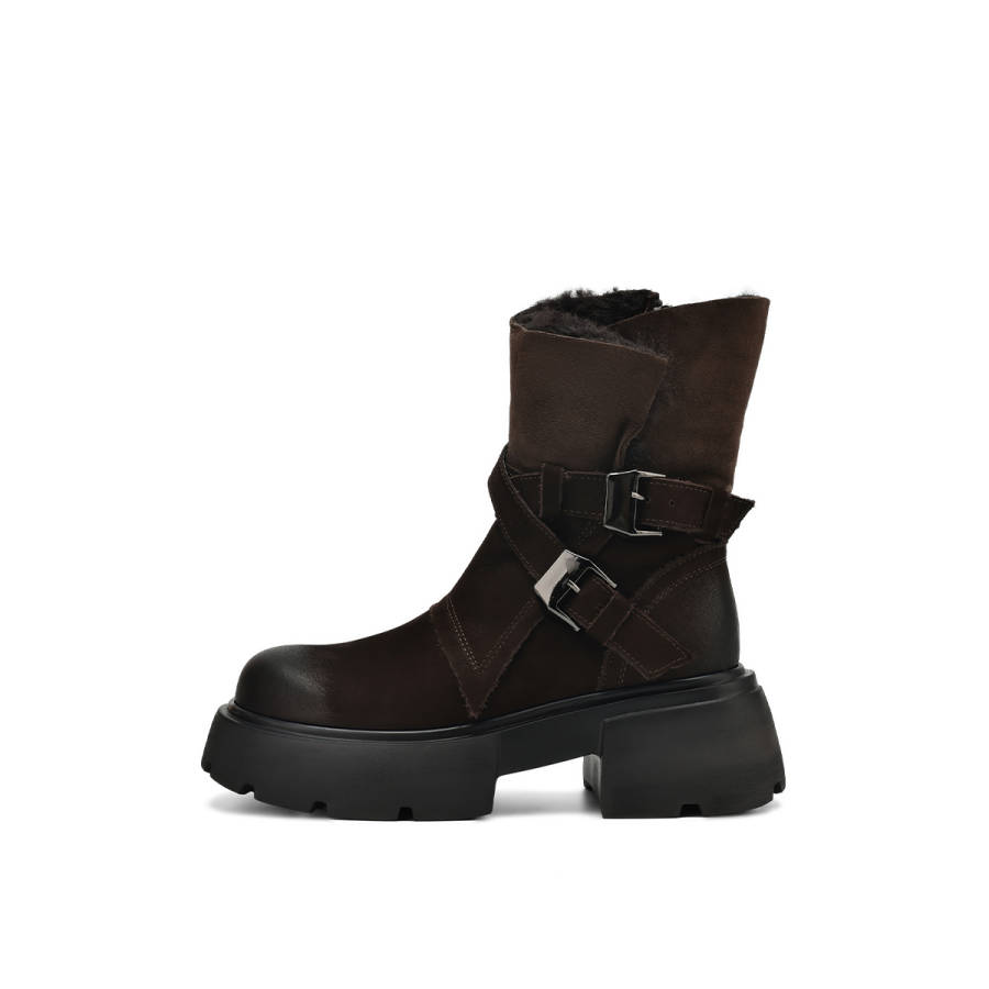 Rosa Bianca Shearling Fleece Lined Vintage Casual Ankle Boots 5.5cm Women's