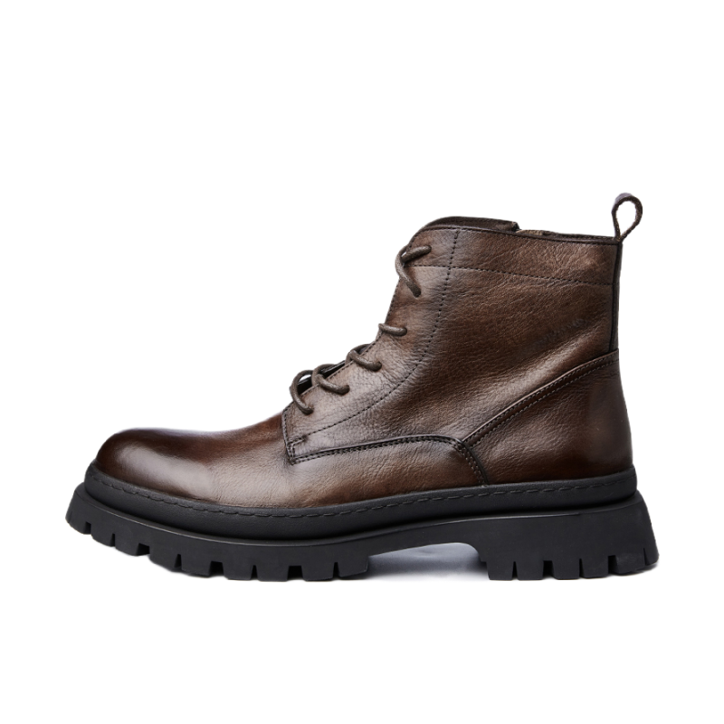 Brounvanm Brounvanm Cow Leather Crew Combat Boots 3cm Men's