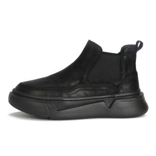 TIEKE Top Grain Cow Leather Ankle Length Chelsea Boots Men's Black