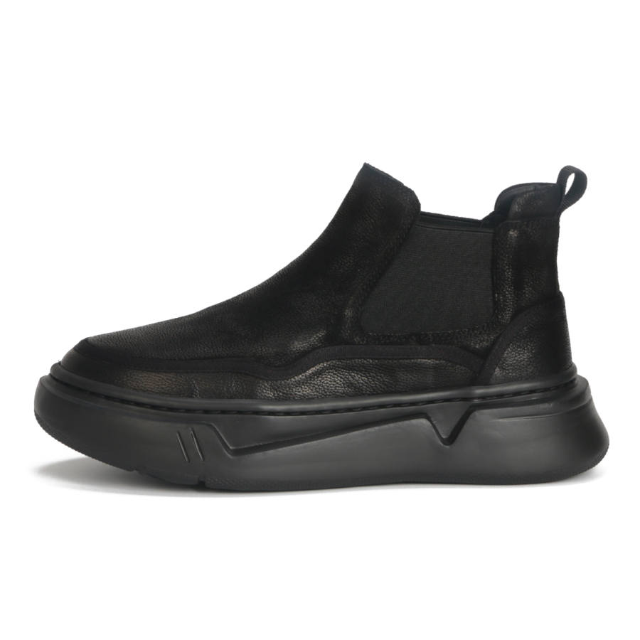 TIEKE Top Grain Cow Leather Ankle Length Chelsea Boots Men's Black