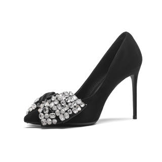 WECKER Suede Slim Heel High Heels Women's Black