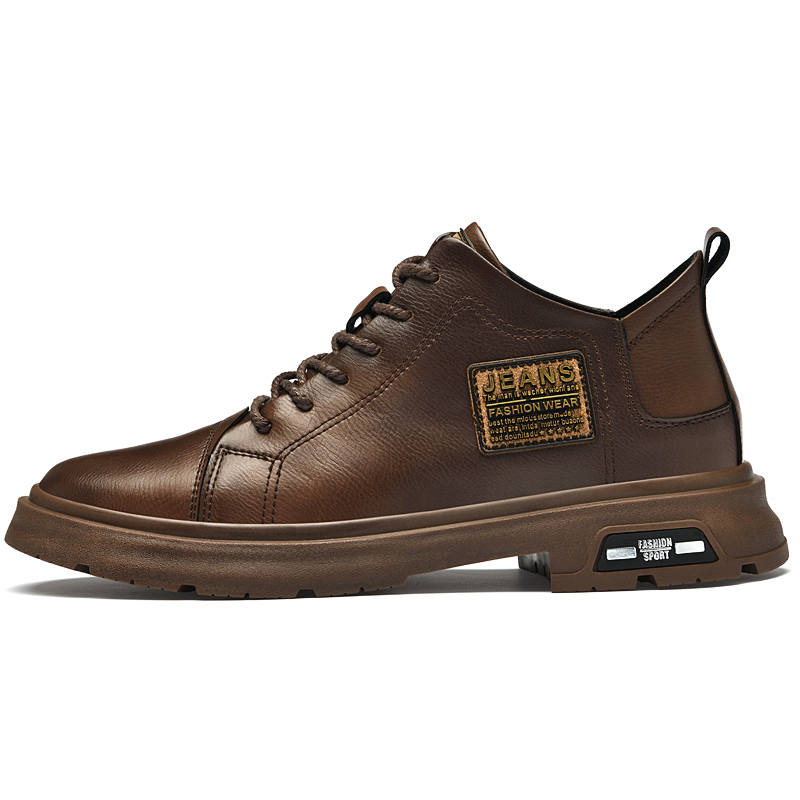 GONGNIULEITING GONGNIULEITING Cow Split Leather Short Combat Boots Men's