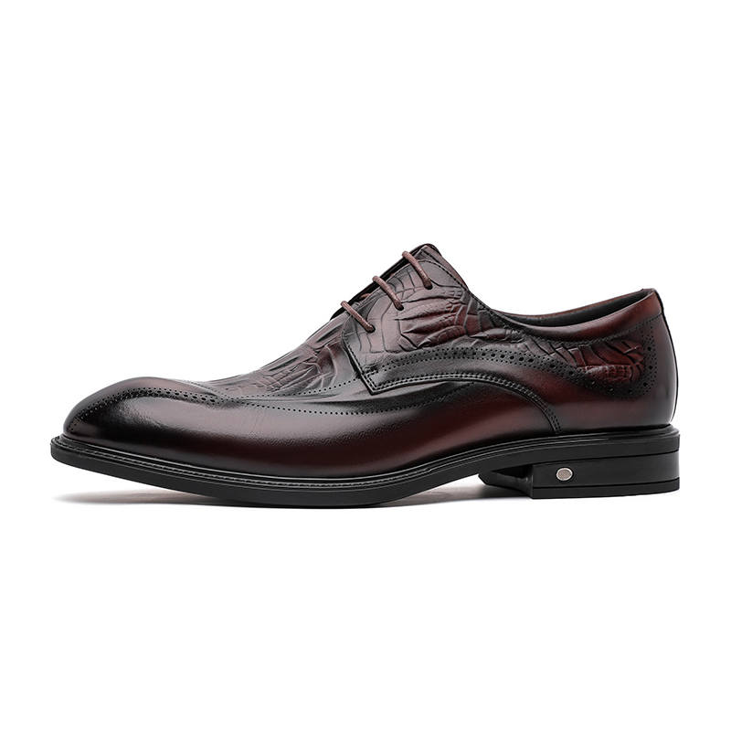 WEISHIBANGWEI Top Grain Cow Leather Dress Shoes Men's Brown