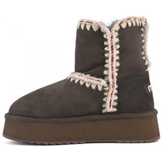 MOU Eskimo Norfolk Sheepskin Short Snow Boots Women's Mocha