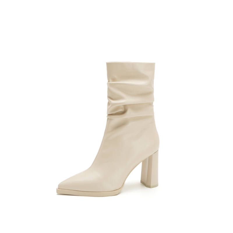 QITUMAUL Patent Leather Ankle Boots 8.5cm Women's